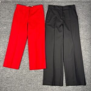 J Crew Trousers LOT of 2 Womens 0P Black Wool Red Cropped Tailored Office Career